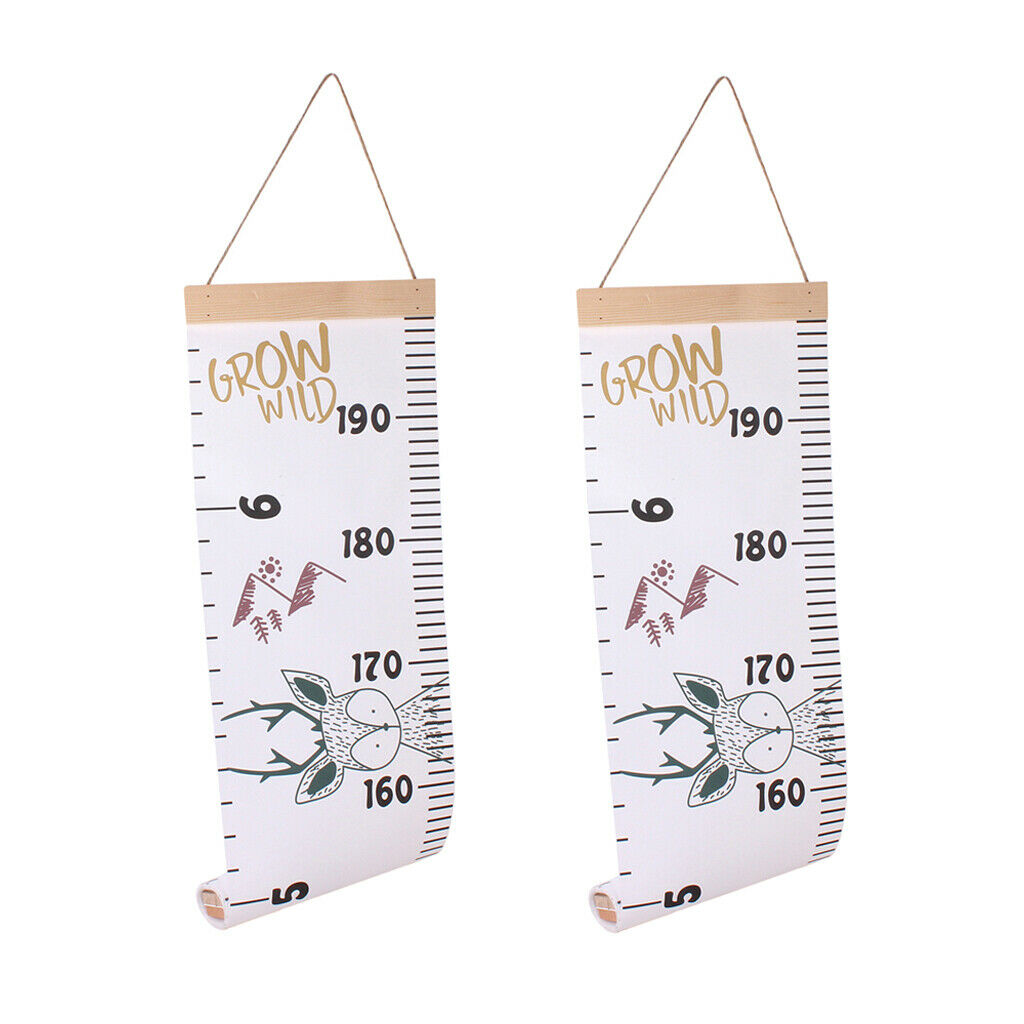 2 Pack Height Wall Ruler Grow Chart Children Kid Hanging Measure Multicolor