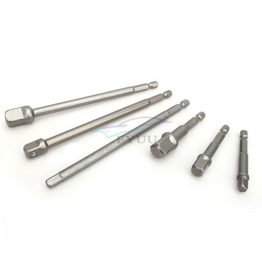 6PCS Universal Socket Adapter Kit 1/4" 3/8" 1/2" Driver 1/4" Hexagonal Shank