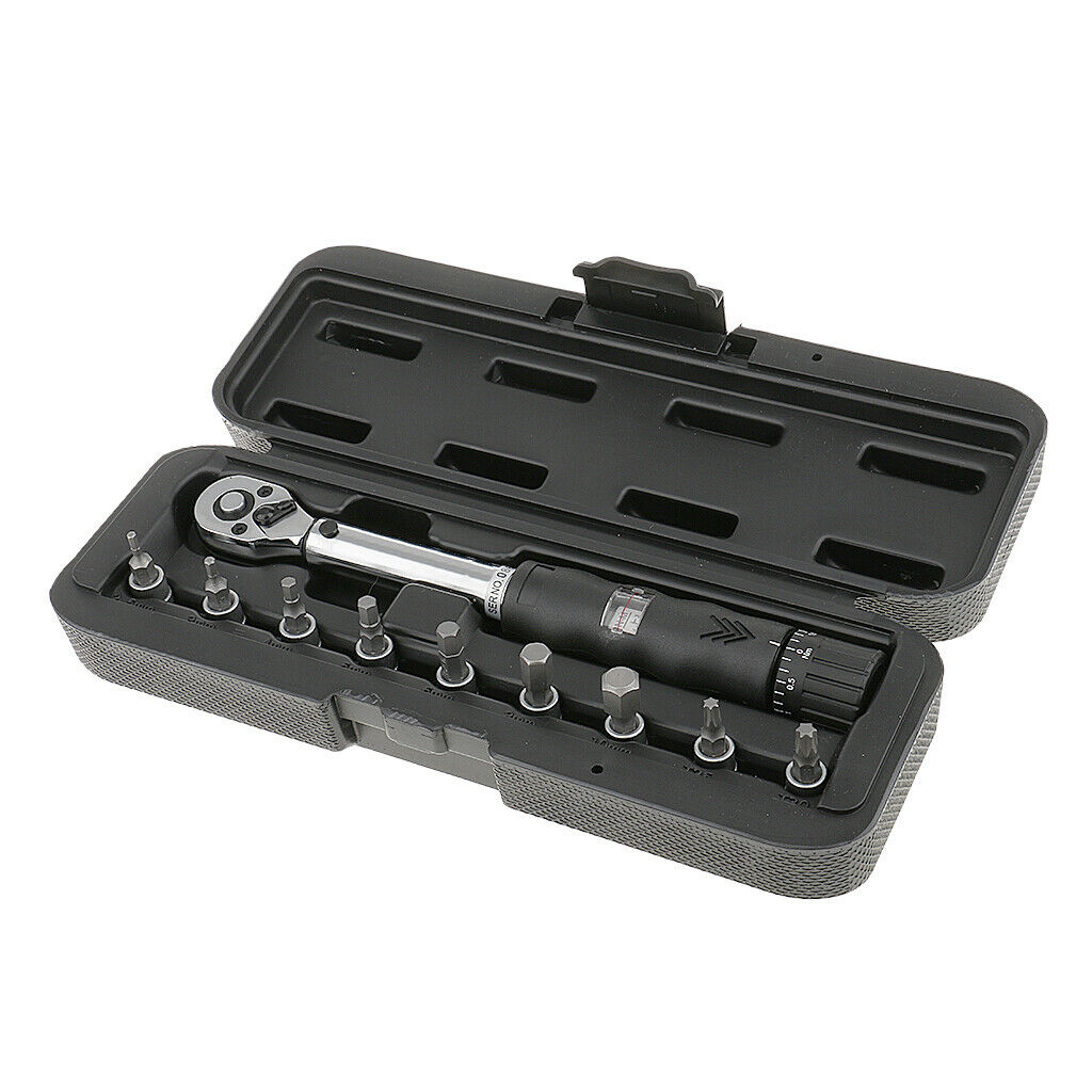 Set of 1 1/4'' Drive Torque Wrench 2-14Nm with 9pcs Bits for Bike Repair
