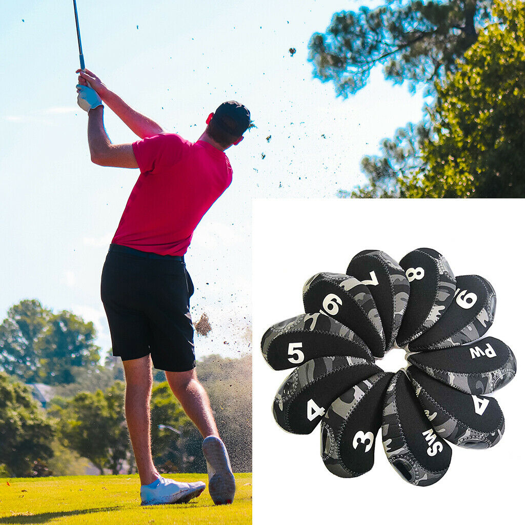 10Pcs/Pack Golf Iron Covers Set 3,4,5,6,7,8,9,S,A,P Lightweight Waterproof