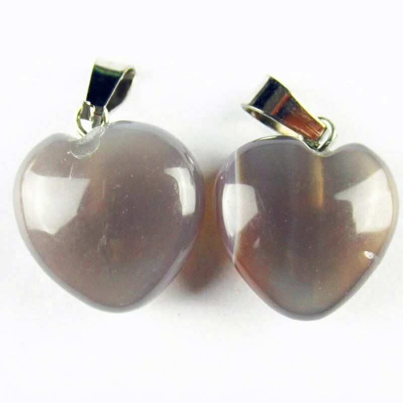 10pcs Natural Gray Agate Heart Pendant Bead 16x16x7mm (send randomly) A-210SK