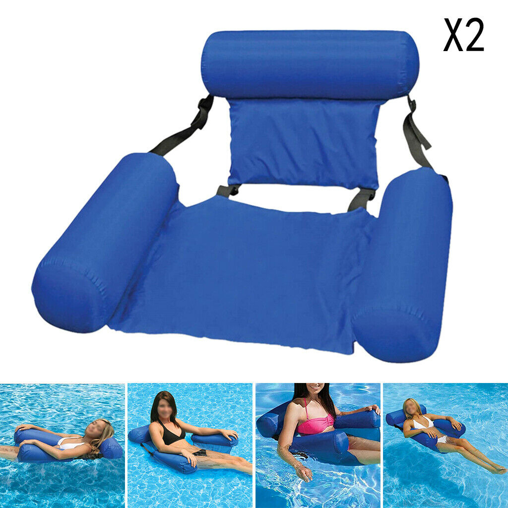 2Set Inflatable Floating Bed Float Raft Hammock Lounge Lake Beach Lounge Chairs