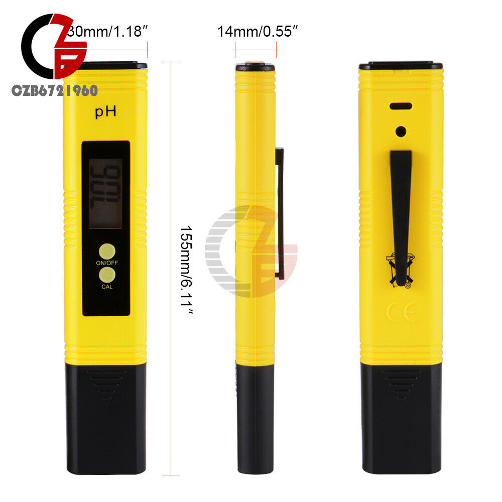 5Pcs 2-Buttons Digital LCD PH Meter Pocket Tester Pen Monitor Aquarium Pool Wine