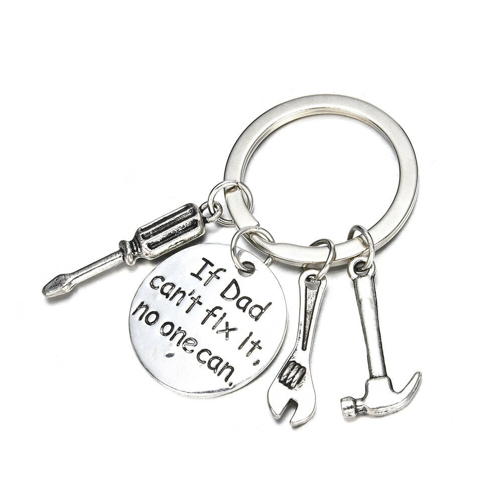 Funny If Dad Can't Fix It No One Can Hand Tools Keychain Hammer Wrench Keyring