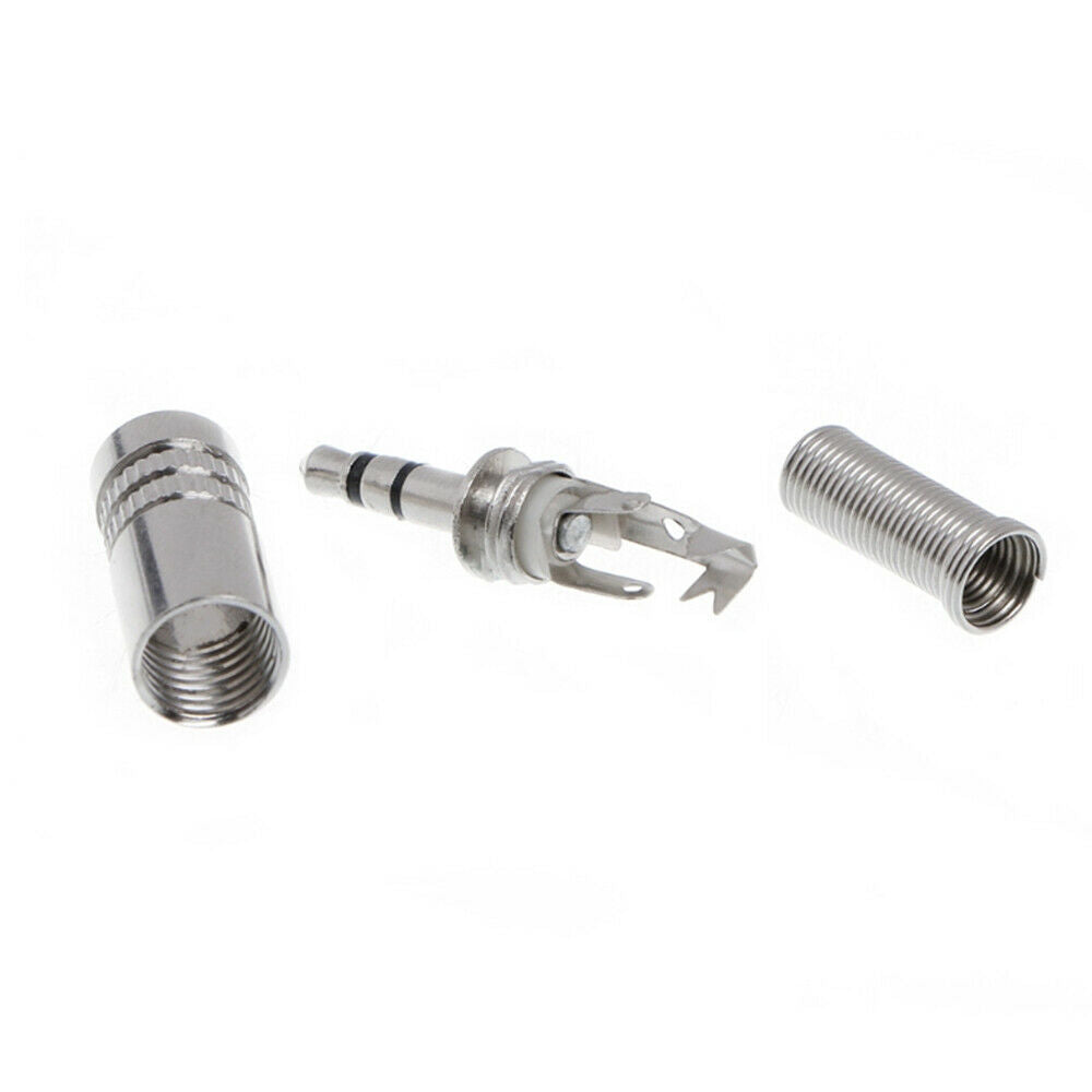 5Pcs/lot Nickel plating 3.5mm 3 Poles Stereo Jack Plug Cable Solder Adapter