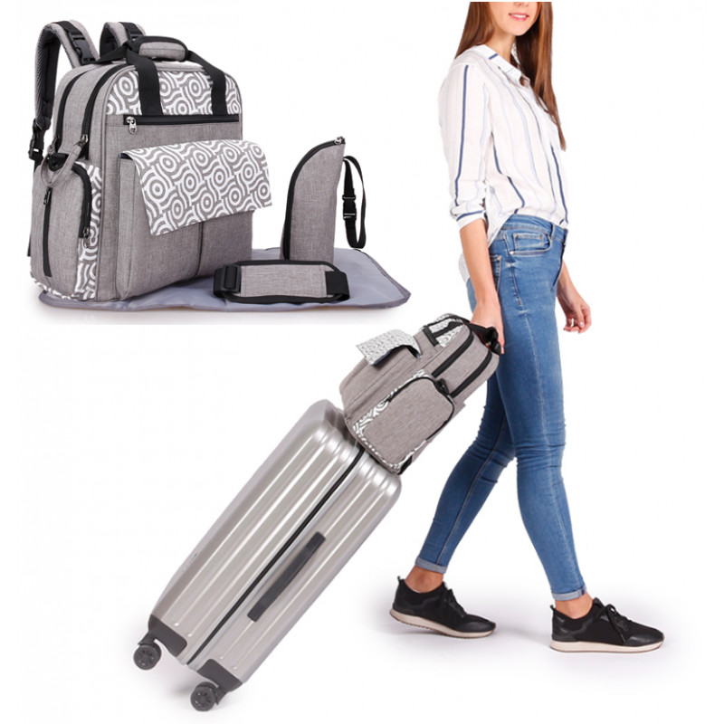 Baby Nappy Changing Bag Set Diaper Bags Mat Mummy Shoulder Handbag Grey