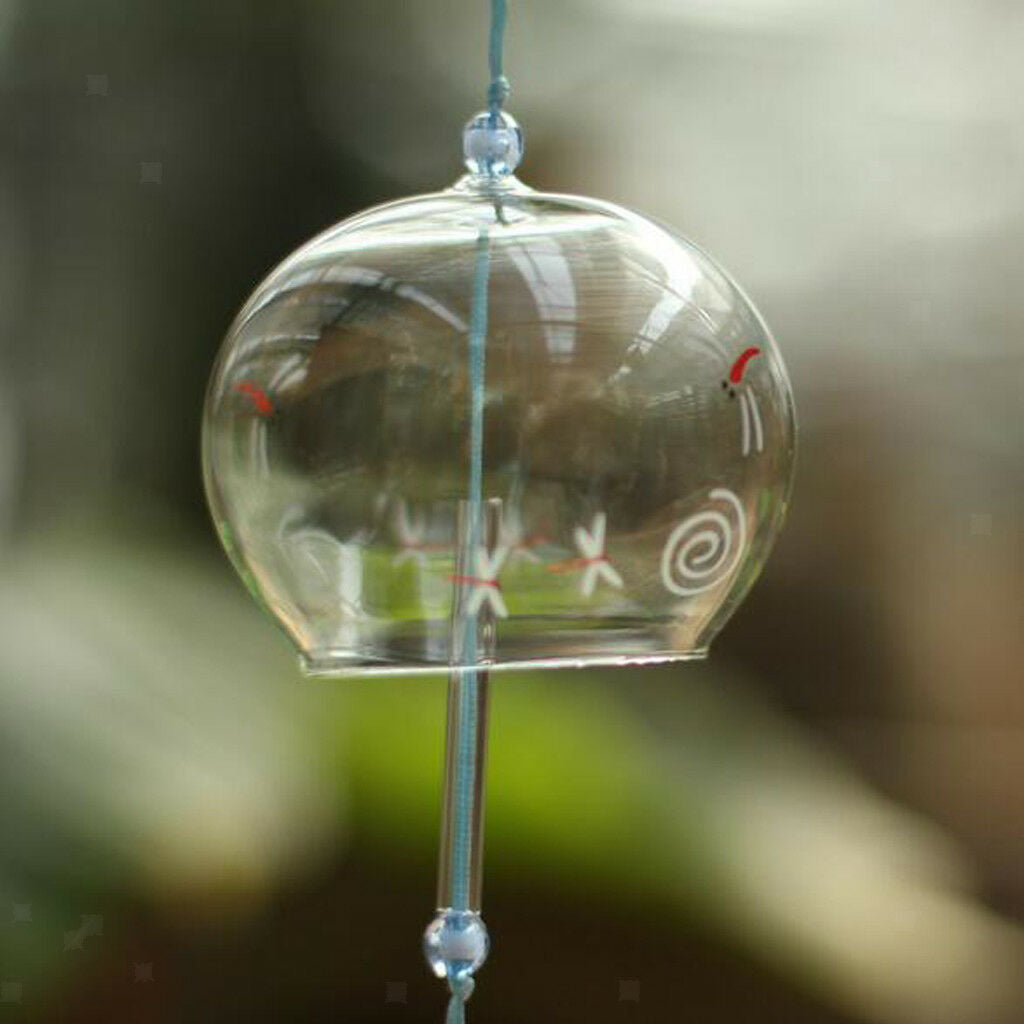 Japanese Style Printed Glass Wind Chime Garden Home Decor Wind Bells 7x6cm1#