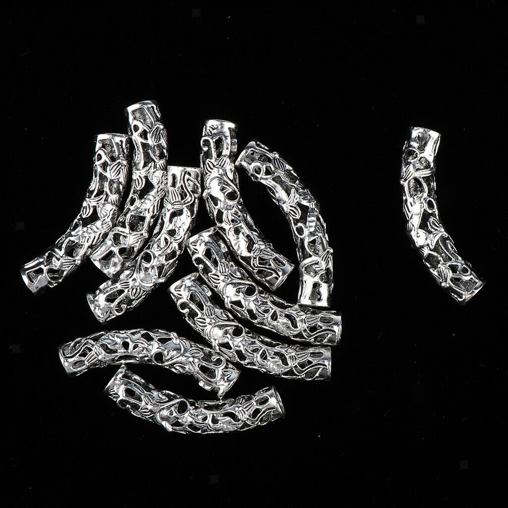 20Pcs Dreadlock Beads Twisted Braid Jewelry Tubes Beard Hair Pendants Cuffs