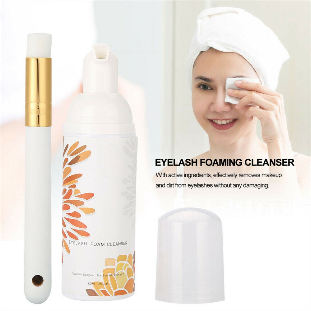 Lash Foam Extensions Cleaning Cleanser Brush Soft Eyelash Cleansing Shampoo Set