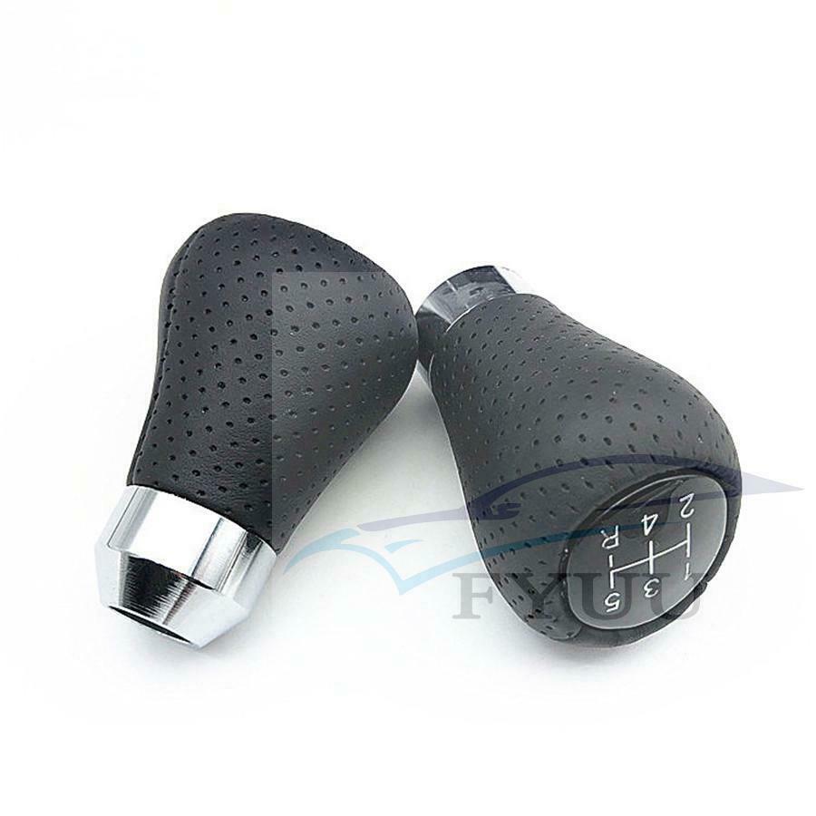 1x Leather 5 Speed Car Gear Shift Knob Stick Lever Grip Manual Shifter Universal