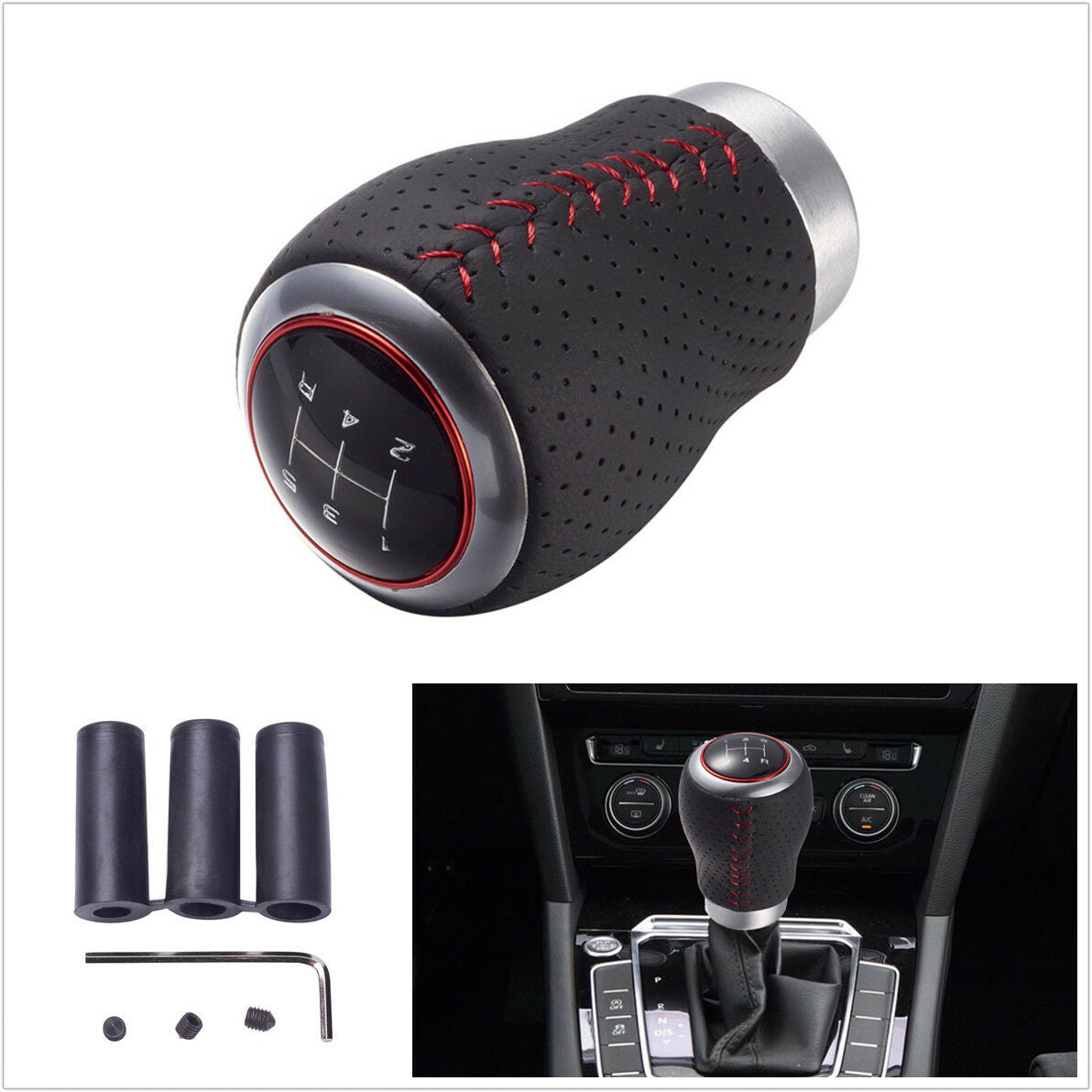 1x Universal 5 Speed Car Gear Shift Knob Metal Gear Head Manual Shift Lever Knob