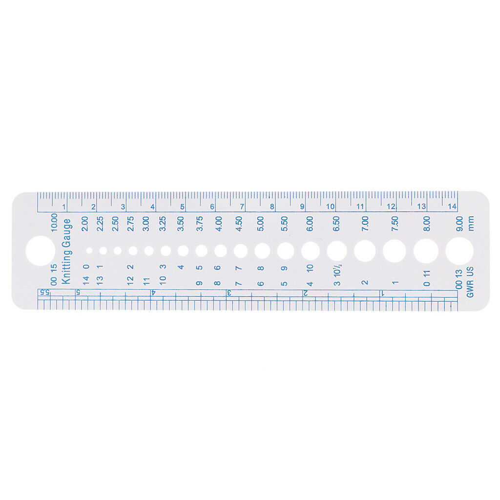 Sizer Knitting  Gauge Tool Ruler PLASTIC ART CRAFT US And UK Sizes