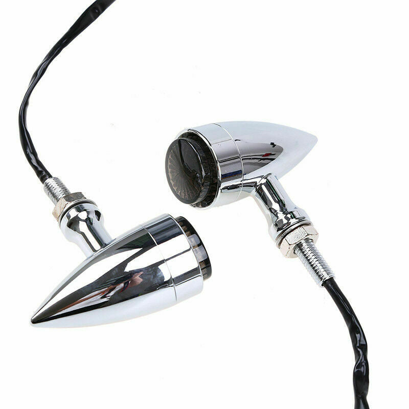 Aluminum Chrome Turn Signal Light M10 Amber Indicator 10mm Bolt Motorcycle