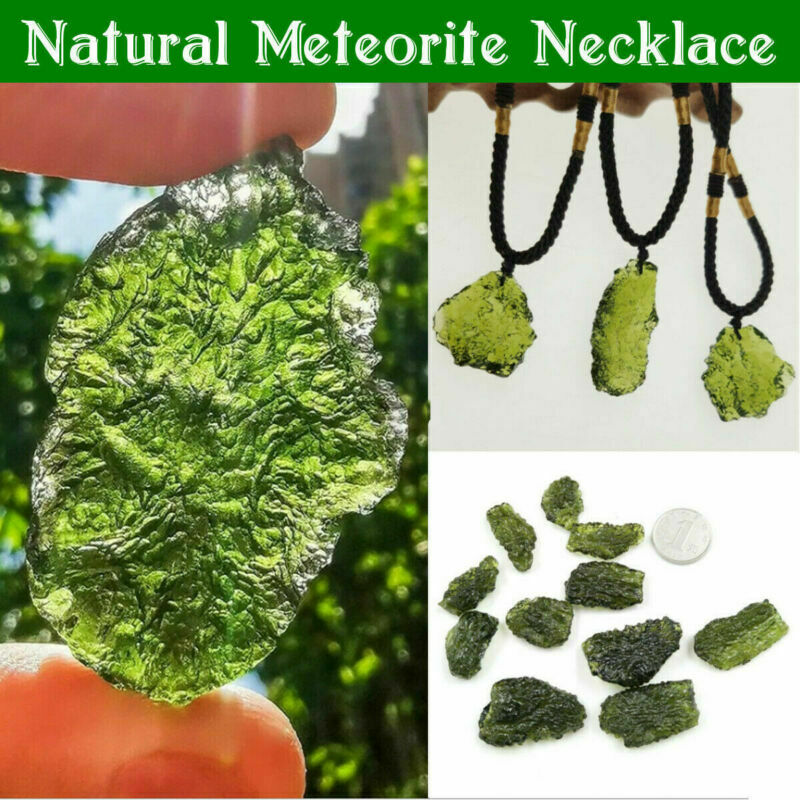 Natural Green GEM MOLDAVITE Meteorite Glass Czech Pendant Necklace Gift