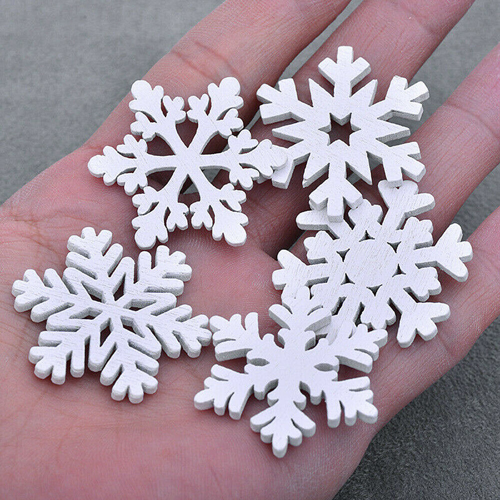 20pcs MINI Wood Snowflakes Hanging Pendant Christmas Tree Ornaments Decoration