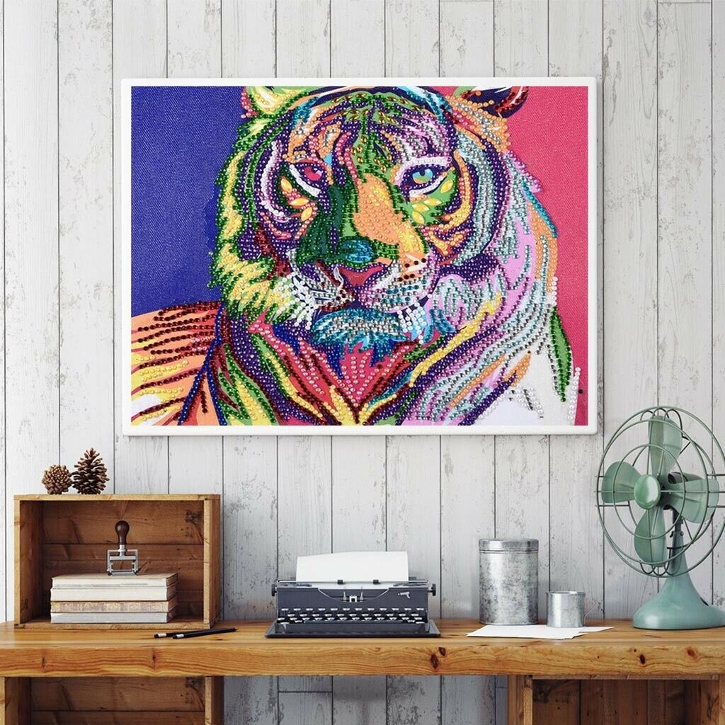 5D DIY Tiger Special-Shaped Diamond Painting Cross Stitch Diamond Mosaic Craft