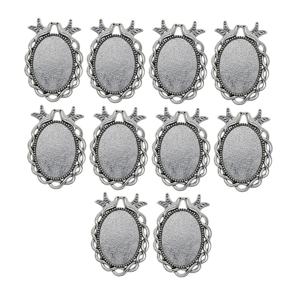 10 Pcs Stainless Steel Pendant Trays Blanks, Oval Bezel Pendant Bases, Jewelry