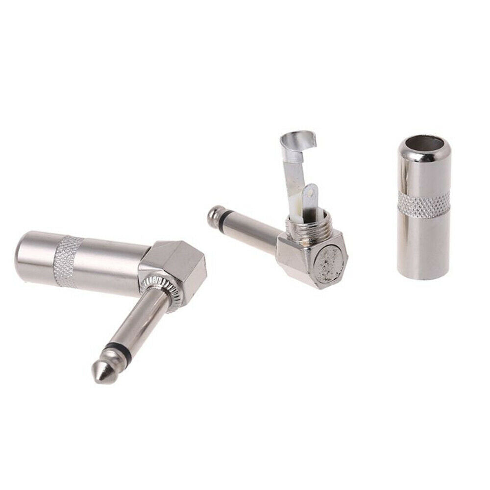 4PCS 1/4 Inch 6.35mm Jack Right Angle Male Mono Plug Connector For Guitar Audio
