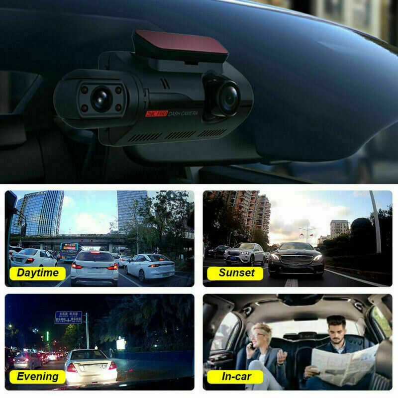 1080P Dual Lens Front & Inside Dash Cam Video Recorder Car DVR Night Vision
