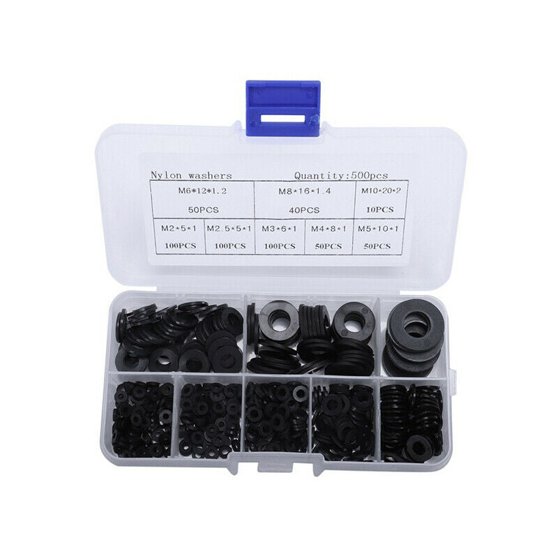 500Pcs M2 M2.5 M3 M4 M5 M6 M8 M10 Plastic Nylon Washer Flat Washer Gasket R SJ