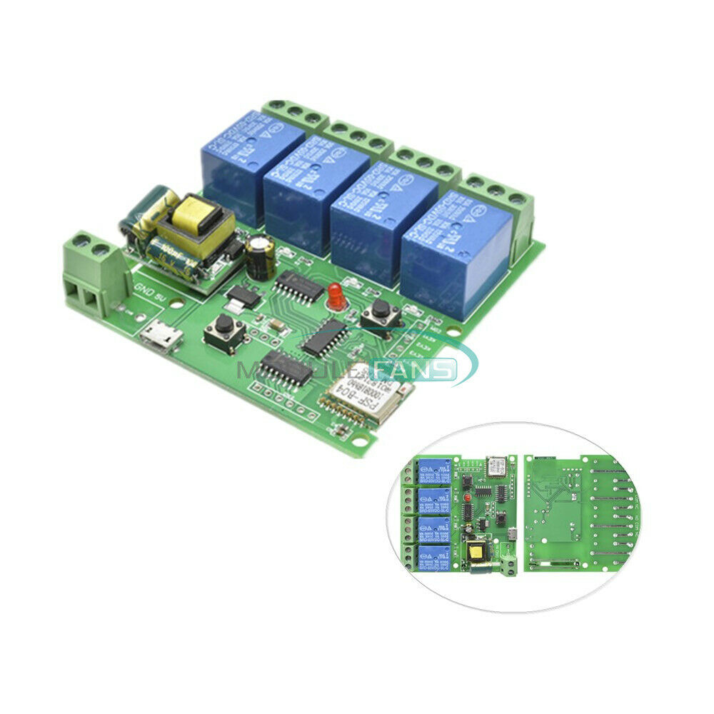 4-Channel WiFi Wireless Relay Delay Switch 4-way Control AC 220V for Smart Home