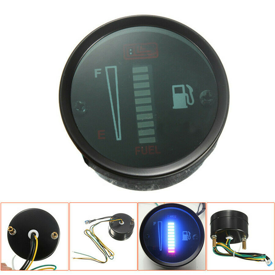 2'' Car SUV Motorbike 10LED Display Fuel Level Meter Digital Gauge Sensor