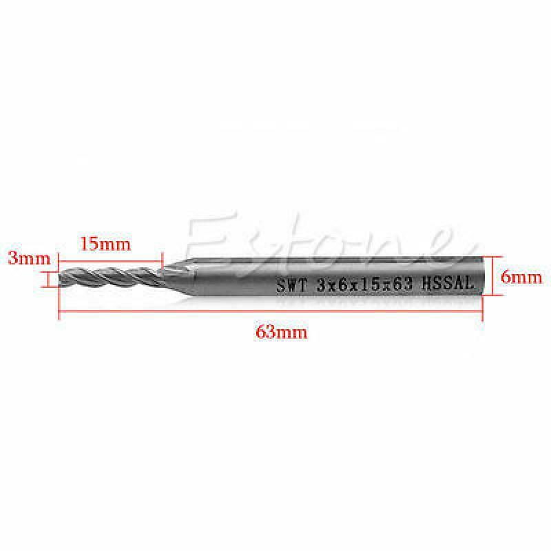 Extra Long 3mm 3 Flute HSS & Aluminium End Mill Cutter CNC Bit Extended