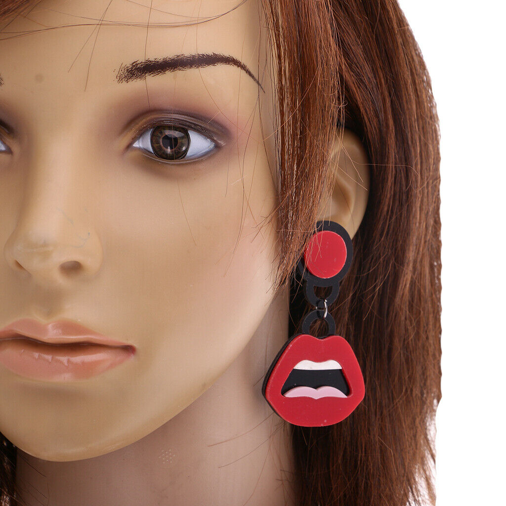 Novelty Lip Long Dangle Hip Hop Earrings Acrylic Ear Studs Women Jewelry