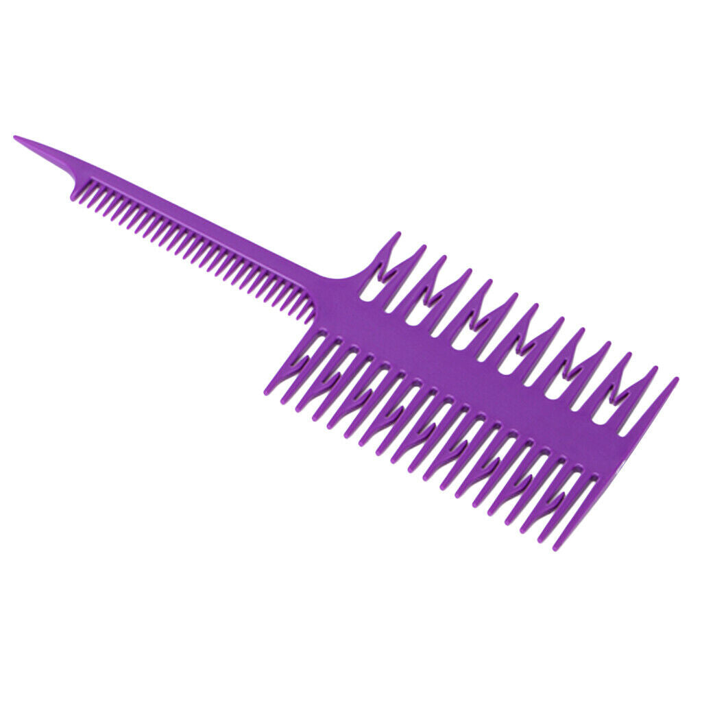 Salon 3-Way Weaver Weaving Comb Hair Dyeing Sectioning Highlighting Purple