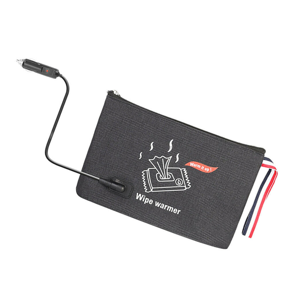Car Auto Portable Baby Wipe Warmer Napkin Pouch Thermostat Holder Black