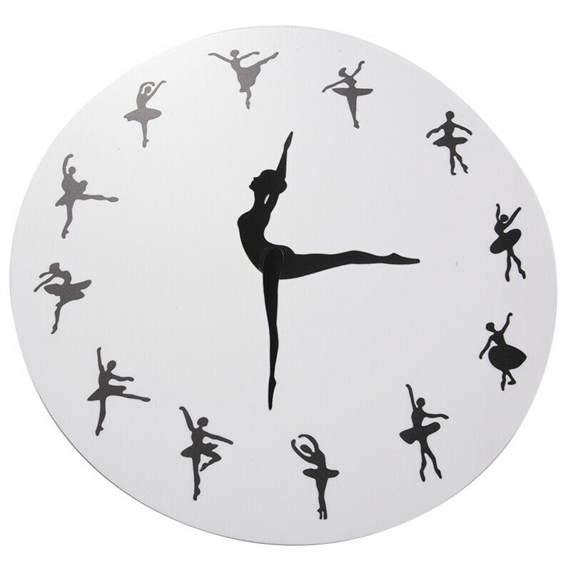 Charming Ballerina Wall Clock Baby Girl Nursery Decor Ballet Dancer Modern WalX4