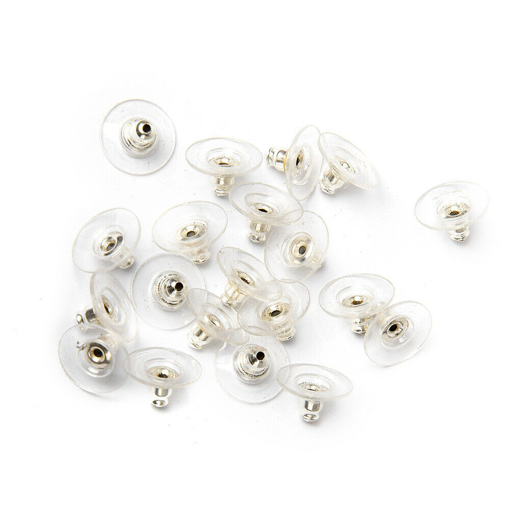 50Pcs Ear Studs Backs Clutch Plastic Pad For Earrings DIY Craft Kit Jewelrys