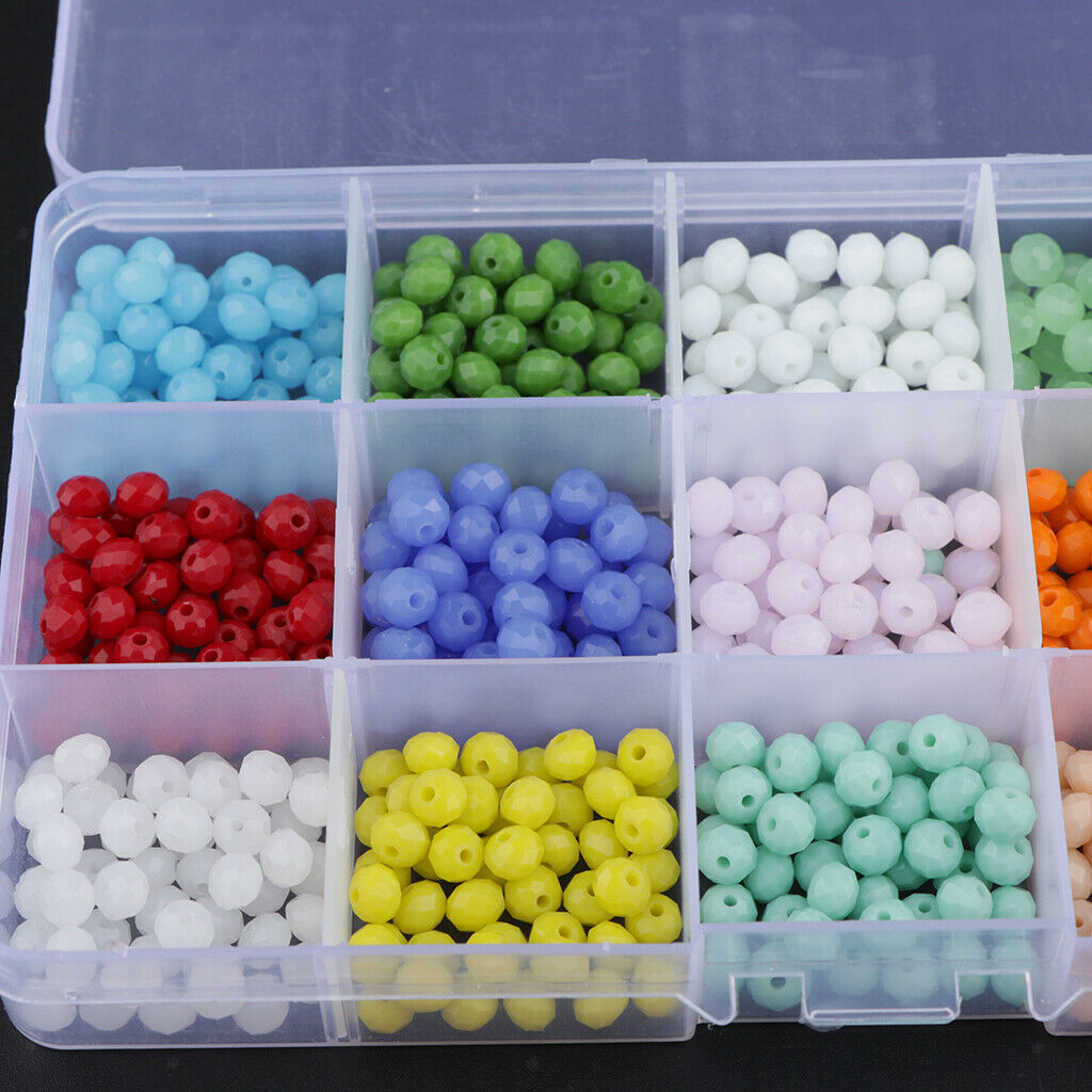 750Pcs 6mm Spacer Beads Bulk Mix Colors Faceted Crystal Glass Beads Loose