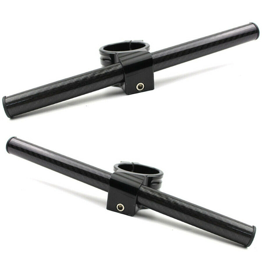 2x Carbon Fiber Clip-On Motorcycle 7/8" Handlebars 35mm Fork Tube For Cafe Racer
