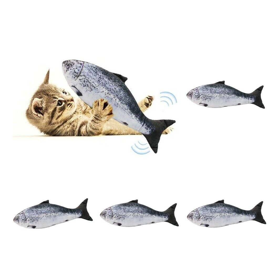 Set of 4 Kitten â€‹Lifelike Electric Moving Fish Toys Cat Kicker Salmon