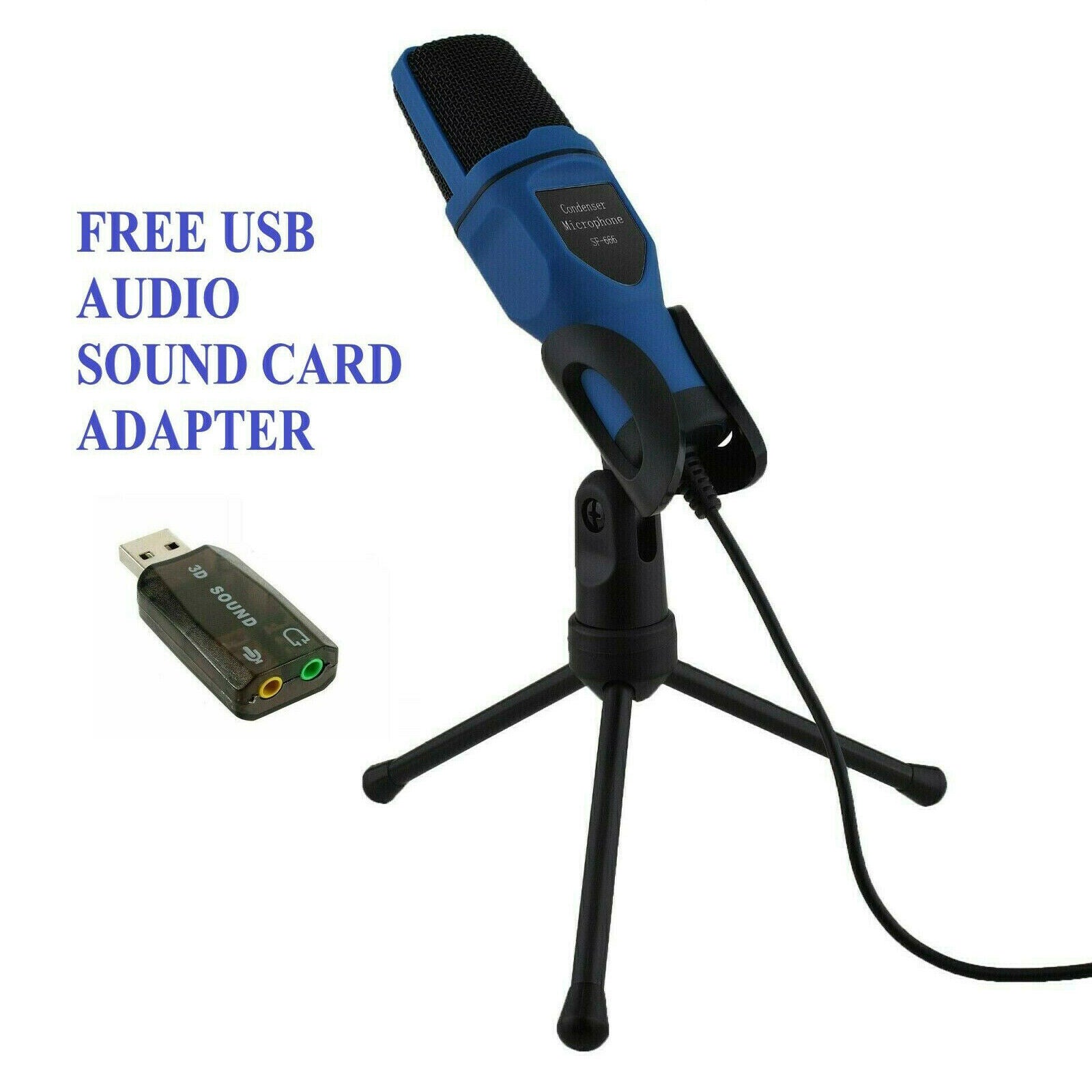 Condenser Studio Microphone Mic with Tripod Stand for Sound Podcast Vocal Record