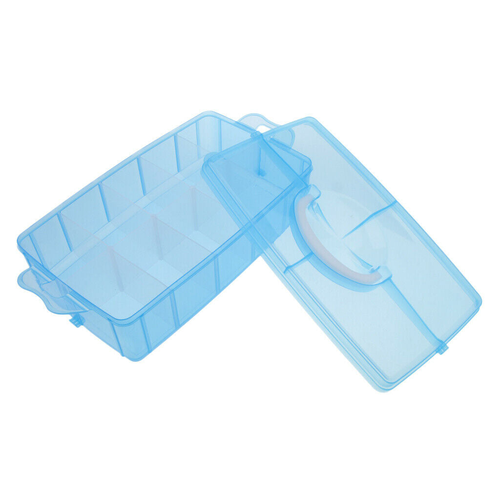 Plastic 10 Slots Jewelry Storage Box Case Crafts Organizer Beads Holder - Blue,