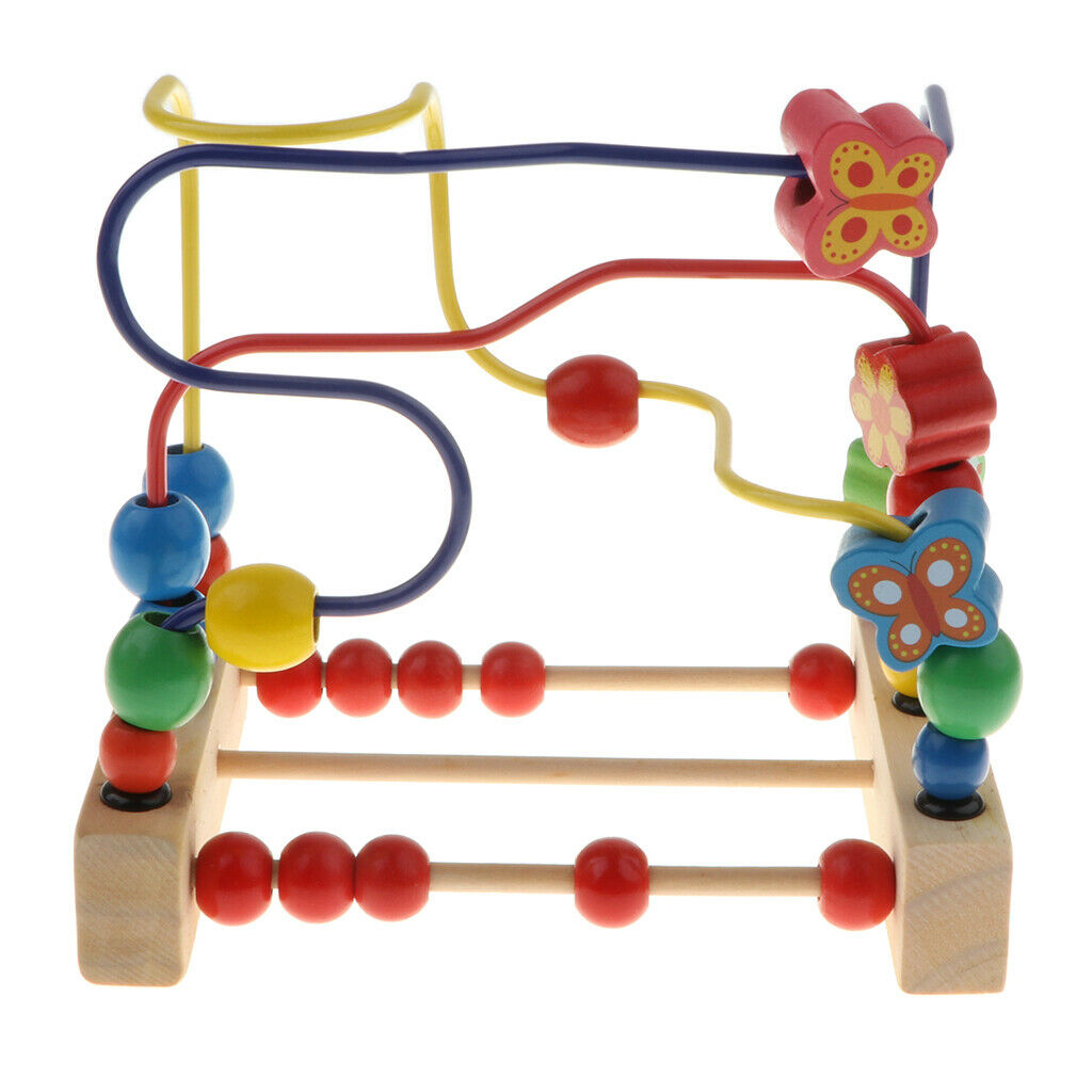 Bead Maze Activity   for Baby, Toddler Wooden Roller Coaster Sliding Beads on