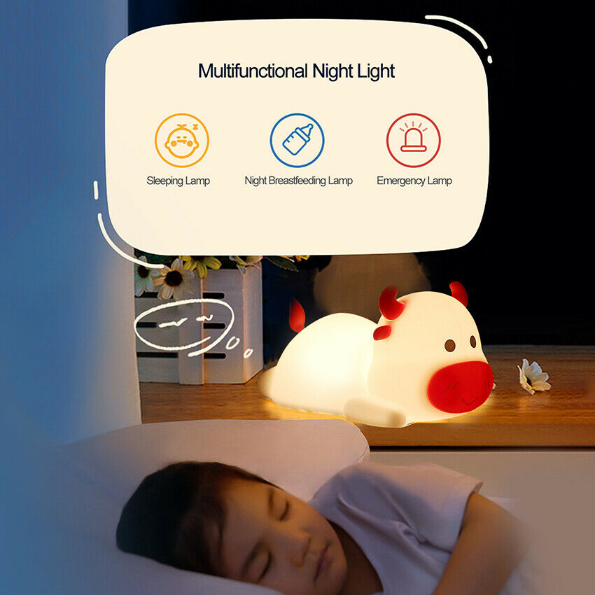 Cute Bull Night Light for Kids,Animal Lamp,Silicone Nursery Baby Nightlight
