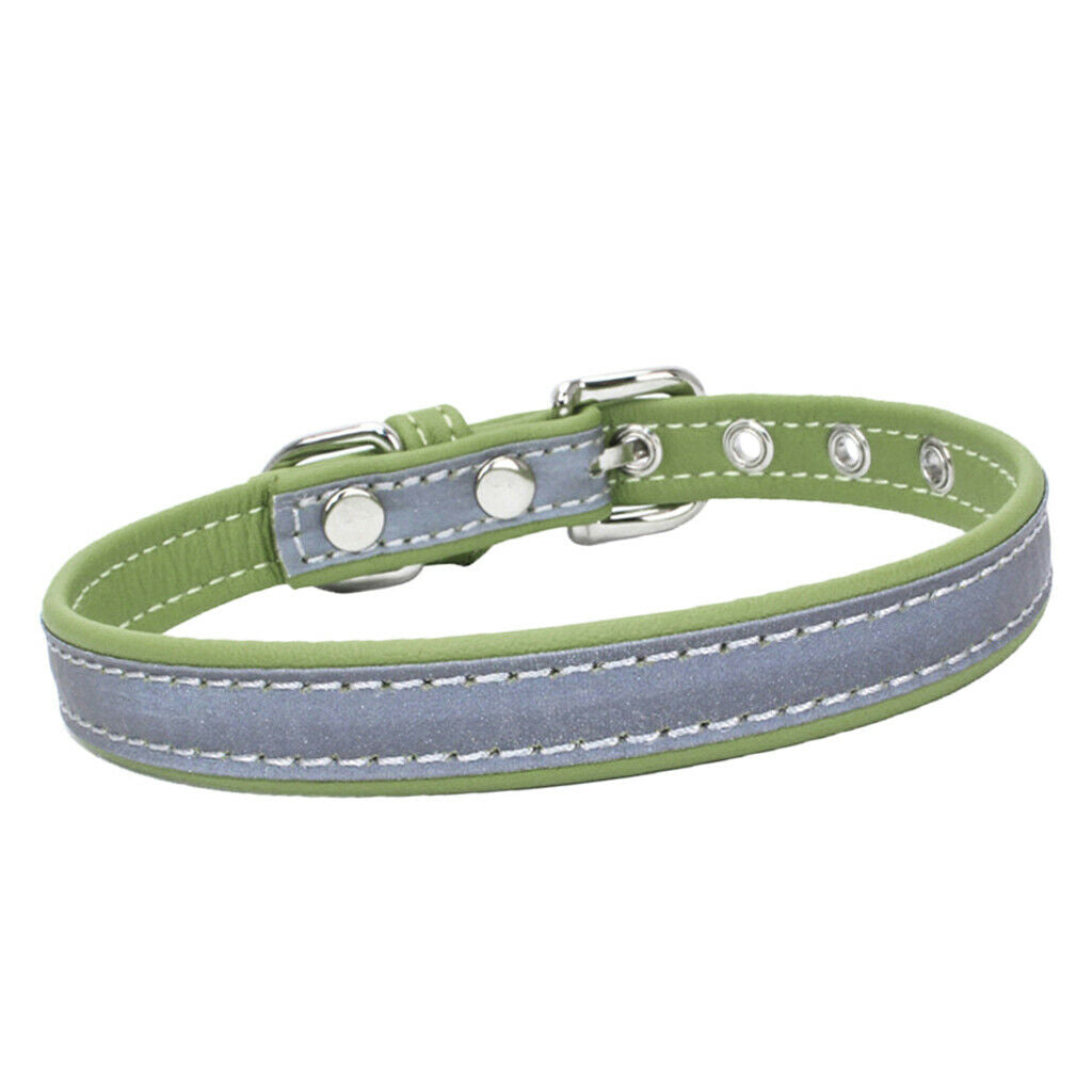 Reflective Personalized Safety Dog Collars for Dogs Puppy Adjustable Green-M