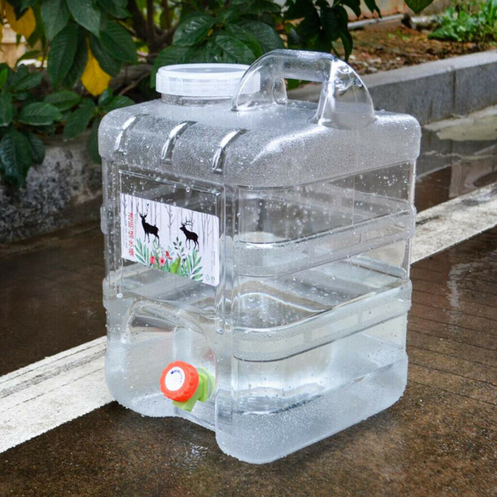 15L Outdoor Camping Car Water Carrier Container w/ Water-tap & 10cm Opening