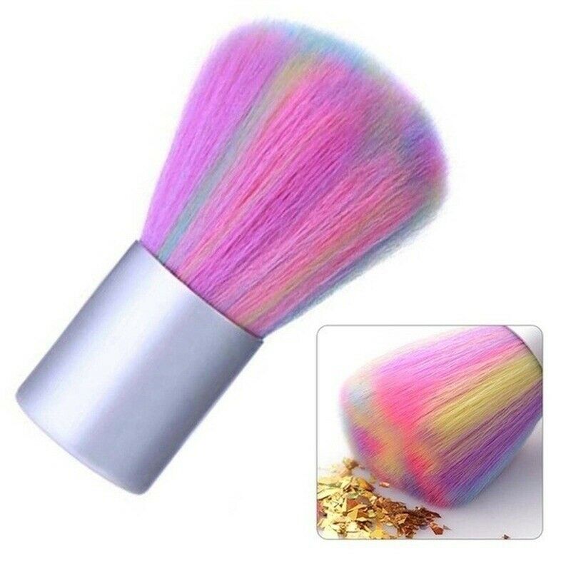 Nail Cleaning Brush Rainbow Soft Dust Remover Manicure Pedicure Care Tool Pink