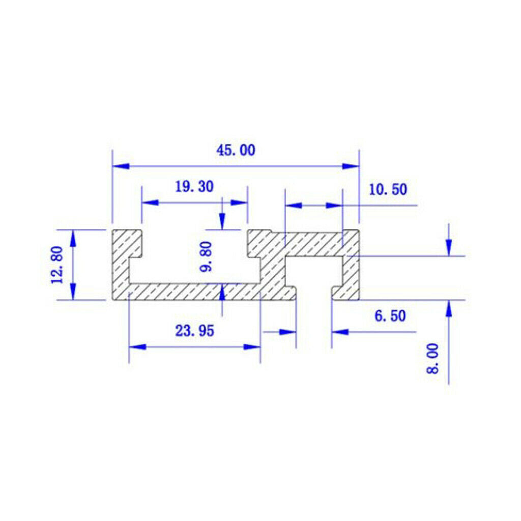 2x 600mm T-Slot T-Track Miter Track 45 Type Woodworking Tool Aluminium Alloy