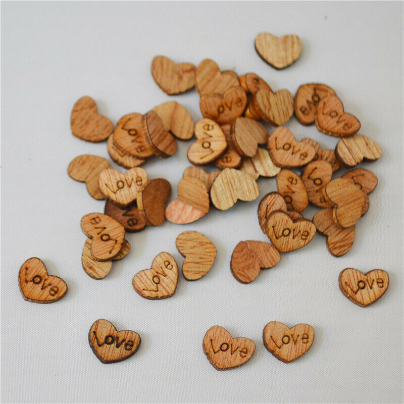 50pcs Love Rustic Love Heart Wooden Pieces Cutout Craft Wedding Decor