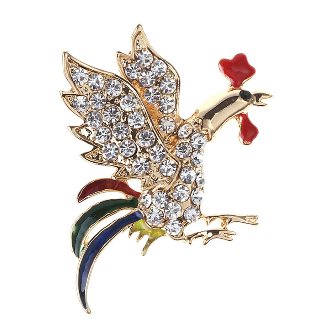Crystal Rooster Badge Brooch Enamel Corsage Christmas Clothing Accessories