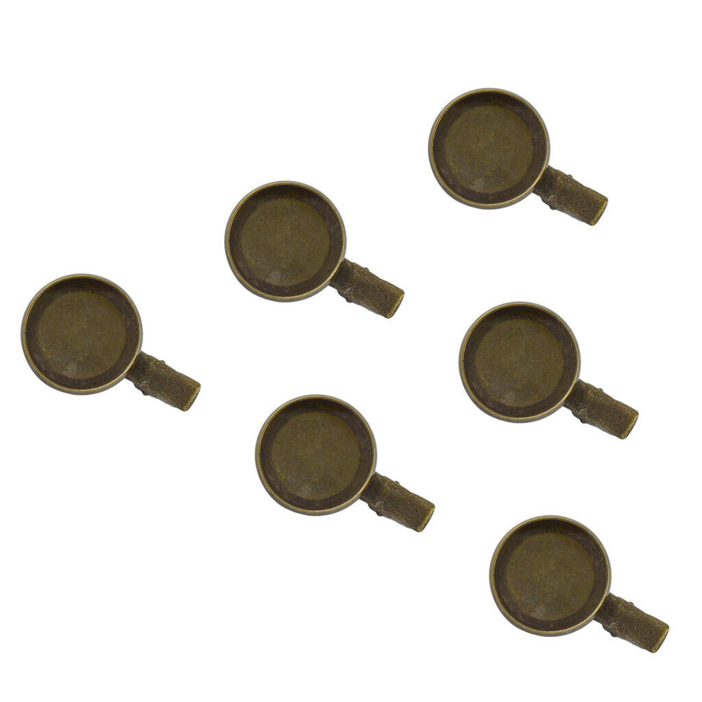 6Pcs Blank Round Bezel Cabochon Base DIY Brooch Hair Clip Pin Bronze 20mm