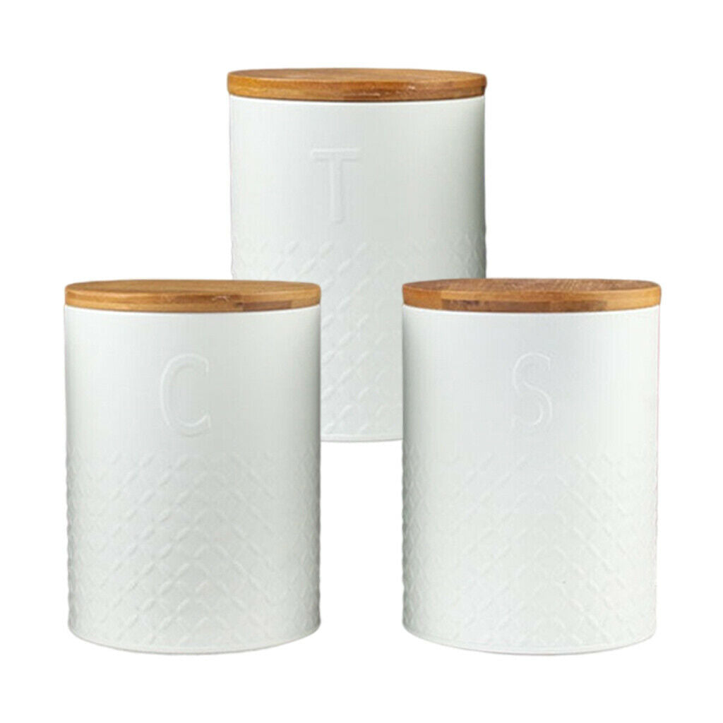 3Pieces Kitchen Storage Canisters Sugar Storage Tin Dust-proof Canister