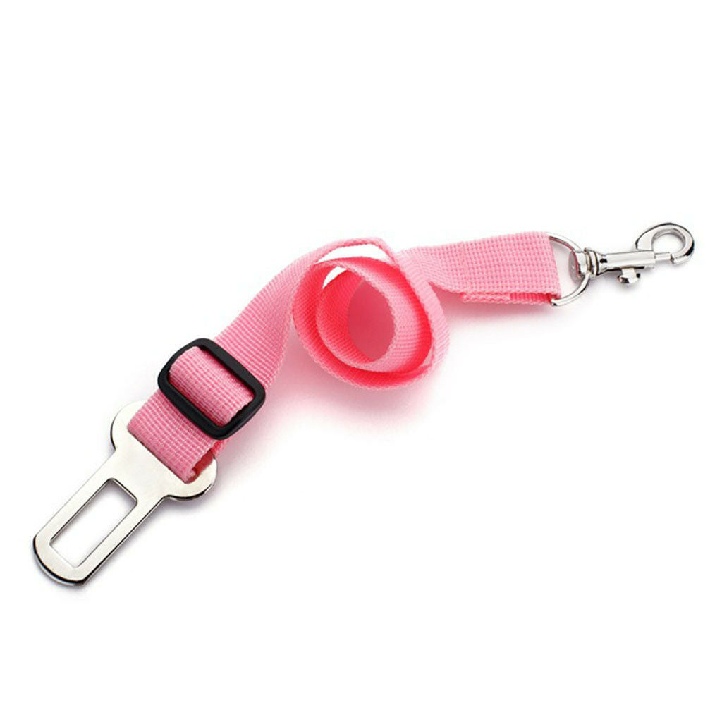 Dog Pet Car Seat Belt Safety Restraint Harness Lead Safe Buckle Clip Pink