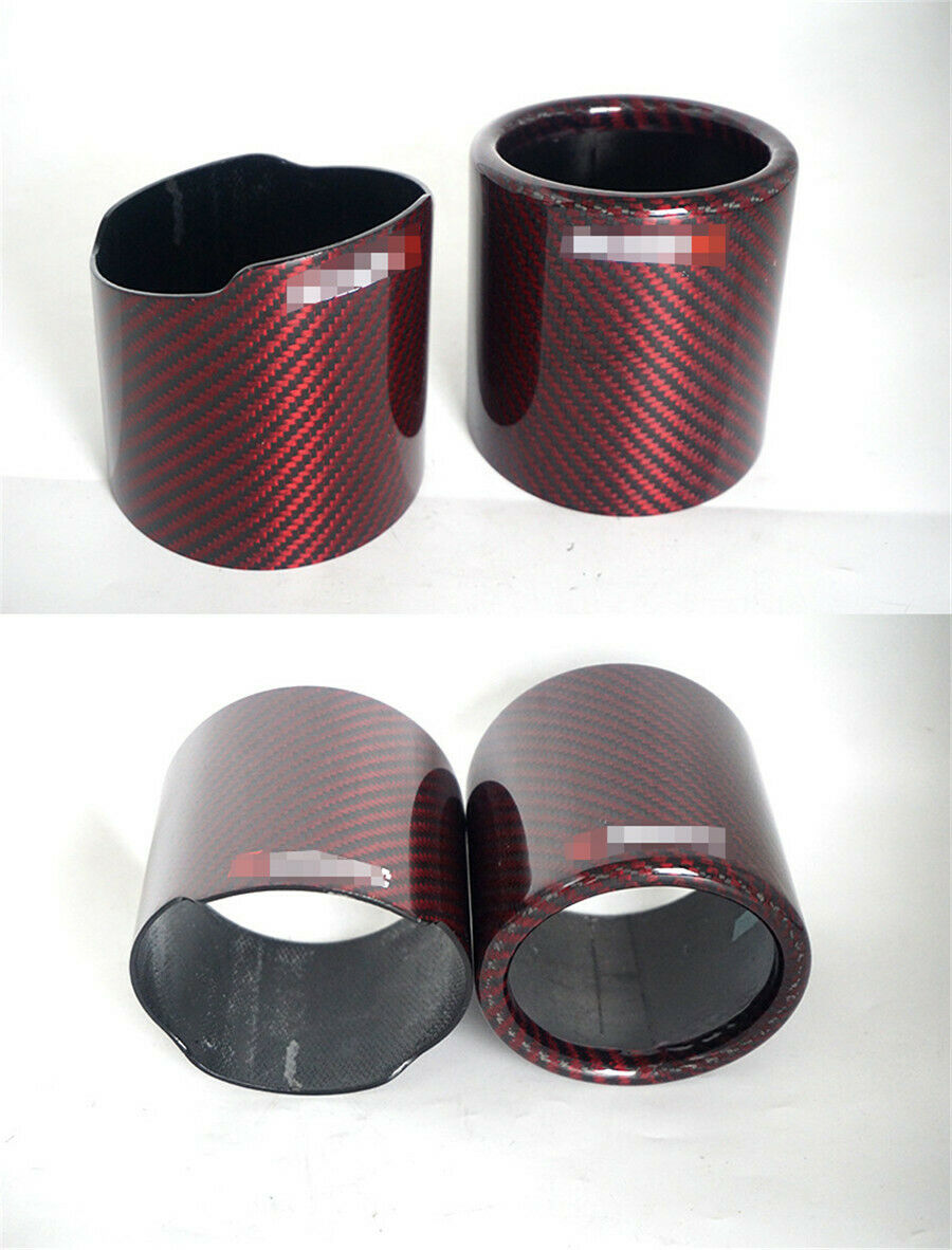 3" Matte Red Car SUV Carbon Fiber Exhaust Muffler Pipe Cover Tip Decoration Case