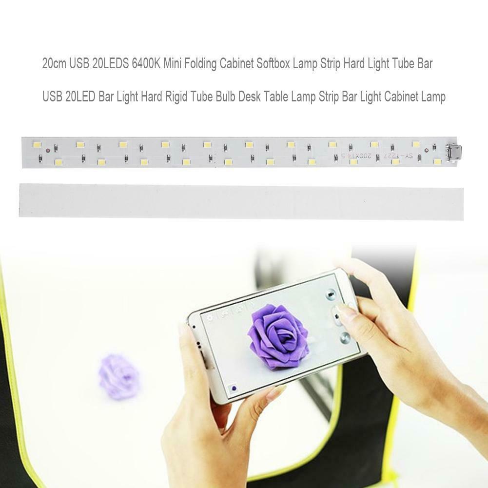 20cm 20LEDS 6400K Mini Folding Cabinet Softbox Lamp Strip Hard Light Tube @